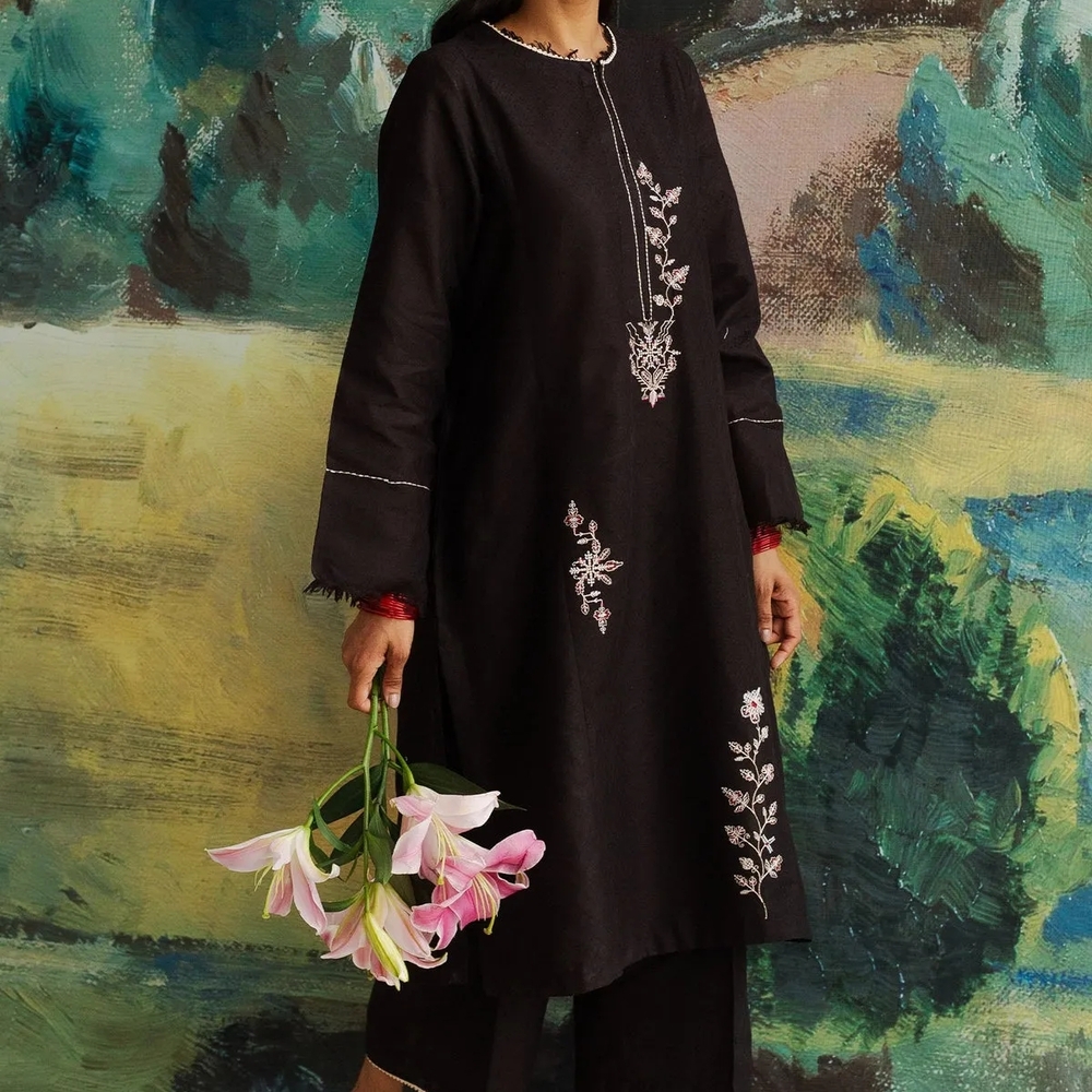 Elegant Black Embroidered Dress